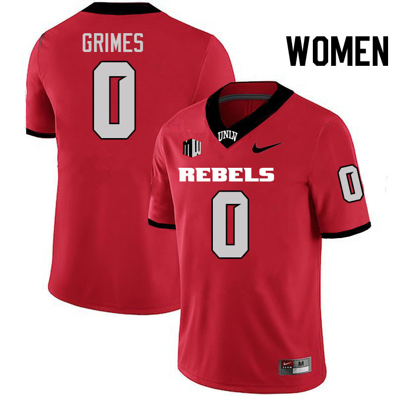 Women #0 Tony Grimes UNLV Rebels College Football Jerseys Stitched-Scarlet